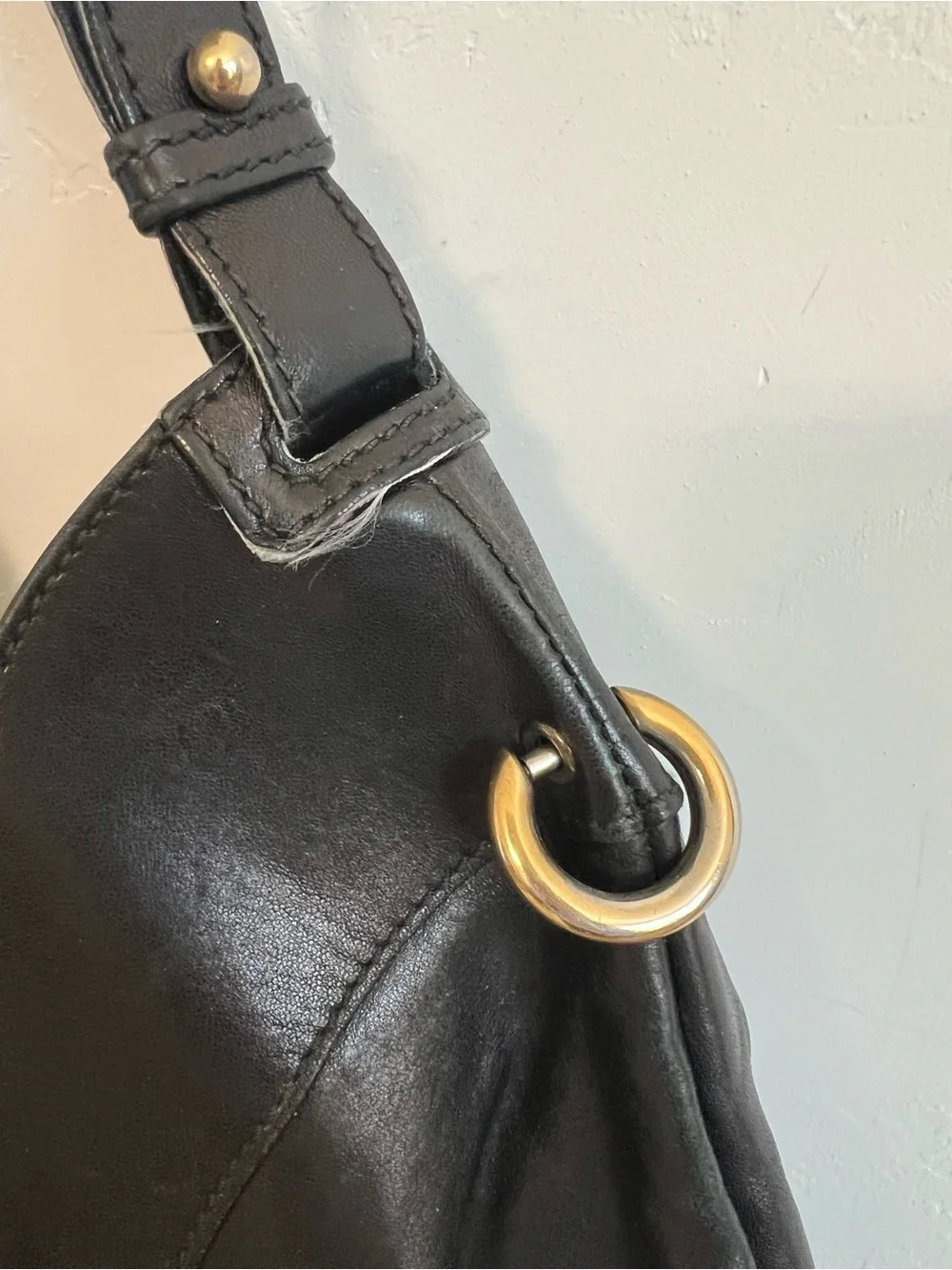 Authentic Ferragamo Black Butter Leather Hobo Shoulder Bag